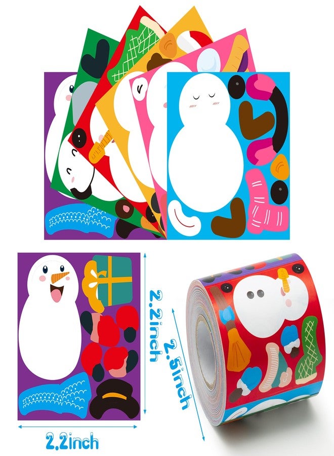 ANGOLIO 300Pcs Snowman Make a Face Stickers Scene Roll in 6 Designs Style with DIY Snowman, Suitable for Classroom School Party Decoration Accessories Back to School Day or Winter Party Gift Supplies - Image 3